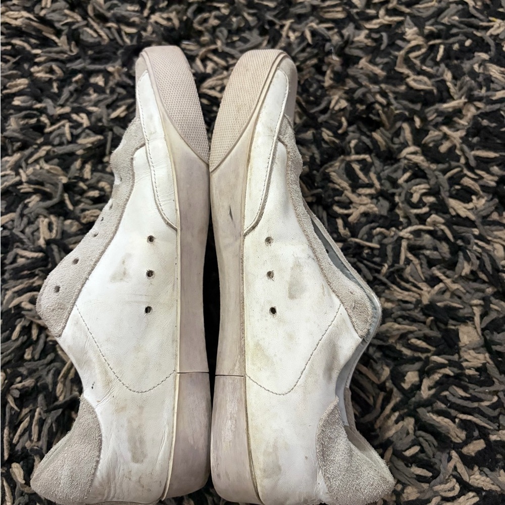 Golden Goose White Leather Low-Top Sneakers with Black Star and Gray Suede - Picture 10 of 13